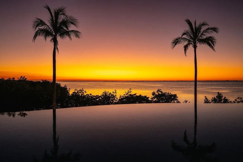 Infinity pool at dusk