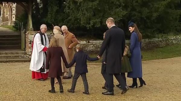 Members of the Royal Family arrive at church in Sandringham for the traditio<em></em>nal Christmas Day service.