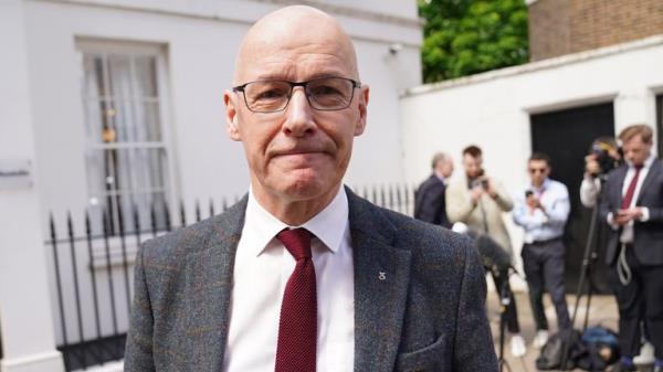 Former deputy first minister of Scotland John Swinney speaking to the media outside the Resolution Foundation in Queen Anne's Gate, London, following the announcement that Humza Yousaf will resign as SNP leader and Scotland's First Minister, avoiding havin<em></em>g to face a no co<em></em>nfidence vote in his leadership. Picture date: Mo<em></em>nday April 29, 2024.