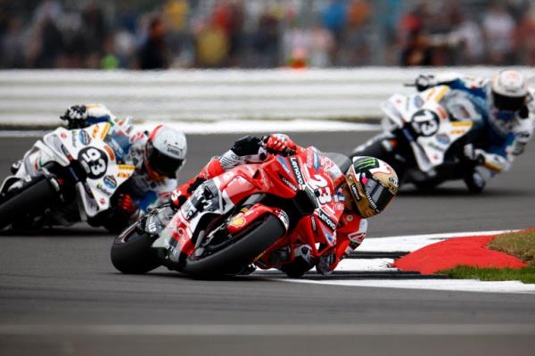 MotoGP rider on track.