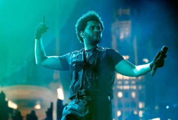 The Weeknd performs during his aAfter Hours Til Dawna tour at SoFi Stadium on November 27, 2022 in Los Angeles, California.