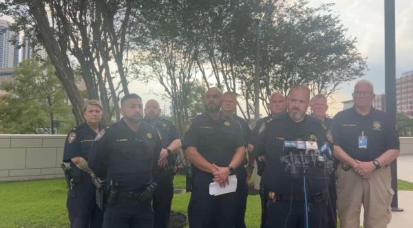 Chief Phillip Bosquez briefing the media on a possible escape inmate.