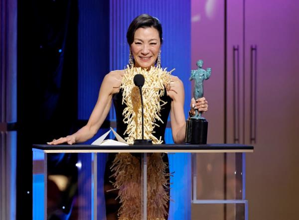 Michelle Yeoh accepts the Outstanding Performance by a Female Actor in a Leading Role for 
