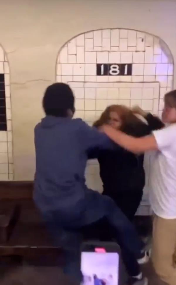 The suspects punch the teen on the northbound A train platform at 181st Street.