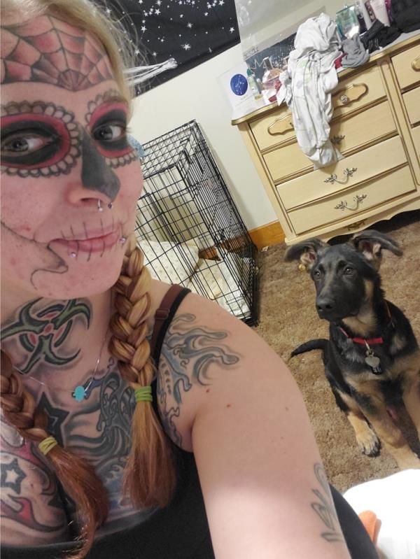 Zebrasky with full face tattoos
