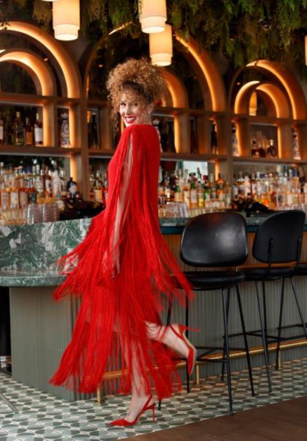 Dress, $2,448 at MichaelKors.com. Manolo Blahnik