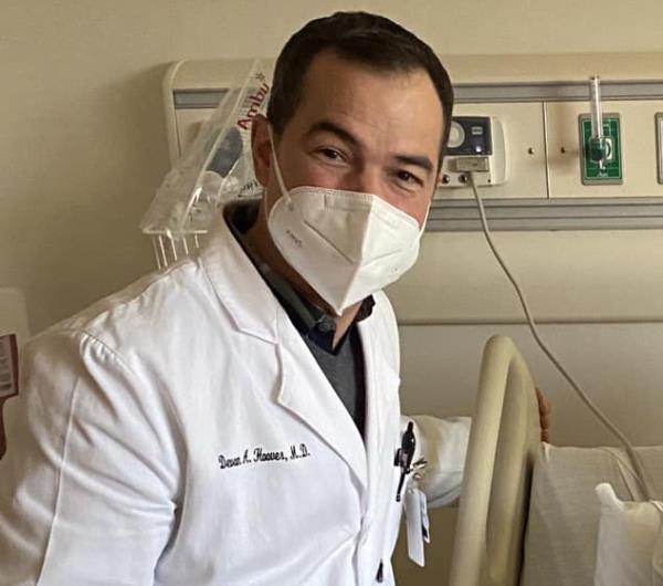 Devon Hoover in his doctor's coat.