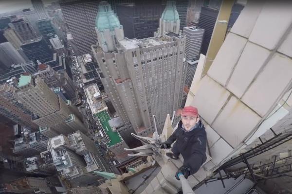 James McNally of Brooklyn posted videos of himself illegally climbing skyscrapers. 