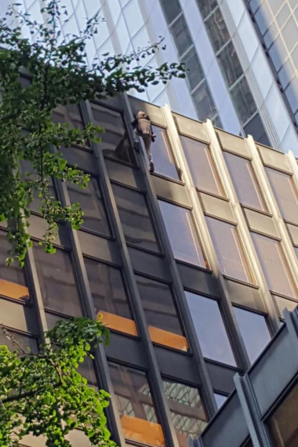 Pavel Gogulan scales the side of the Seagram Building in 2016. 