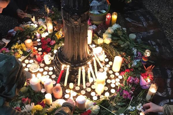 A memorial to the person killed in a police shooting near Atlanta.
