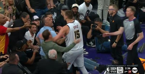 Nikola Jokic got a technical for the interaction with Mat Ishbia.
