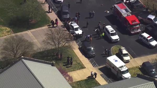 Police at the scene of a mass school shooting in Nashville
