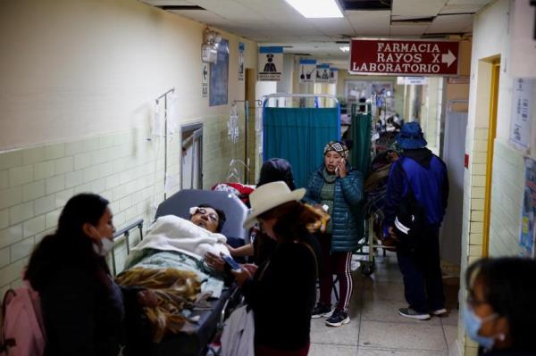 Demo<em></em>nstrators are treated at a hospital after being injured during a clash with security forces in Juliaca, Peru on Jan. 9, 2023.