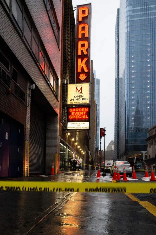 The parking garage.