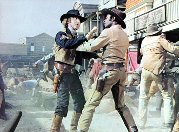 Gene Wilder gets into an altercation with Cleavon Little in a scene from 