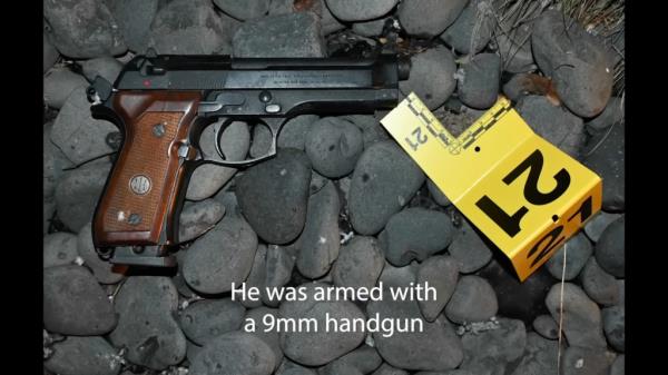 A 9mm handgun.