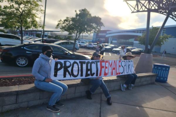Protesters were chased off the ground by security before the meet was finished.