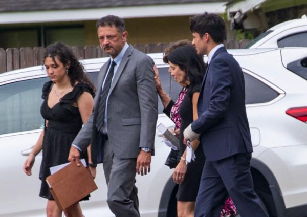 Family and friends attending the private memorial service for missing teenager Cameron Robbins at the Broadmoor United Methodist Church in Baton Rouge, Louisiana on June 6, 2023.