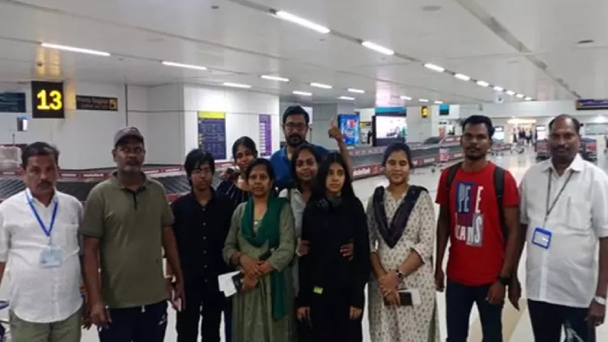 Indians evacuated from Sudan board a flight in Jeddah on Sunday