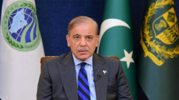 Pakistan's Prime Minister Shehbaz Sharif, addresses the 23rd Shanghai Cooperation Organization (SCO) Summit, hosted virtually by India, in Islamabad, Pakistan July 4, 2023. Press Information Department (PID)/Handout via REUTERS/File Photo