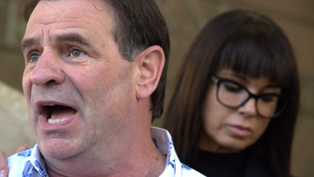 CFMEU secretary John Setka and Emma Walters leave the Melbourne Magistrates Court in June 2019.