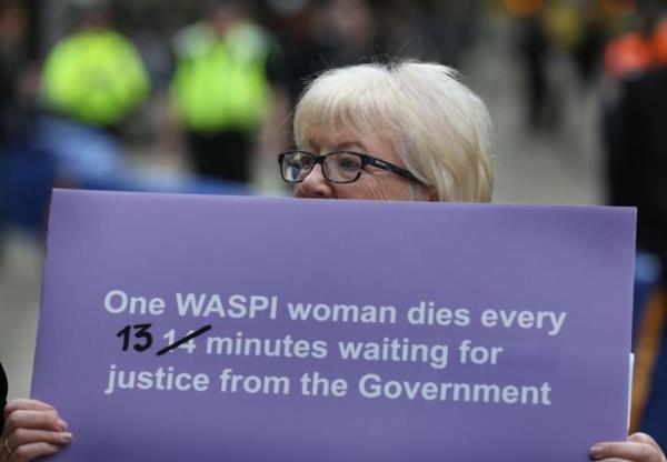 WASPI women protesters call for justice outside the Co<em></em>nservative Party Conference