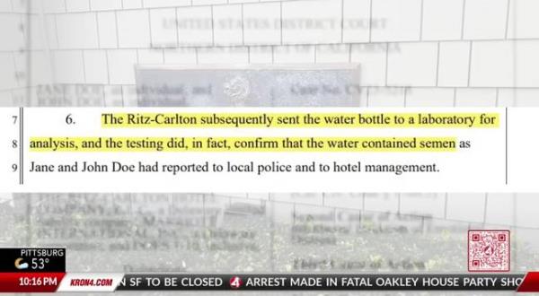 The lawsuit alleges that the bottle was sent off for analysis. Credits: KRON 4