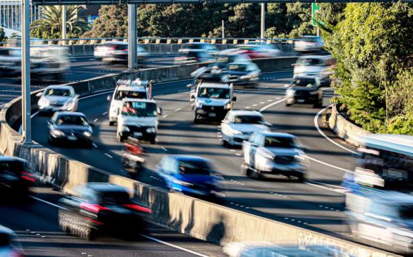 Traffic including trucks on Auckland motorway