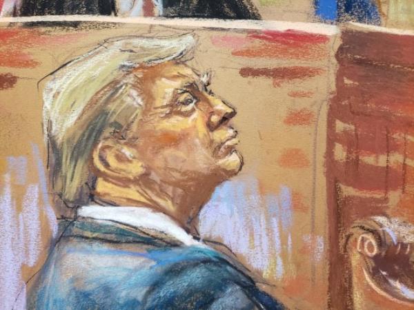 Former President Do<em></em>nald Trump reportedly remarked he needs to lose weight while gesturing to his neck in a sketch by a courtroom artist