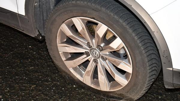 The damage caused to the tyres of Ms Dale's car, which were allegedly slashed at 11.40pm on August 20 in an attempt to lure the occupants of her home on Leinster Road