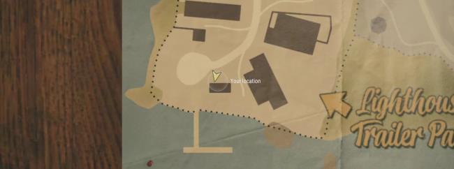 A screenshot of the Watery map indicating the locatoin of Fish Cleaning Station in Alan Wake 2. 