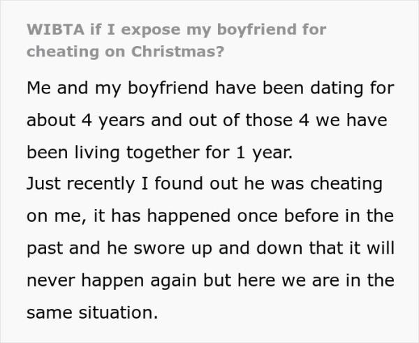 Man Plans To Expose Cheating BF On Christmas While His Whole Family Is Opening Presents