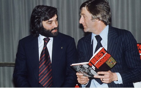 Sir Michael with George Best at a book launch 
