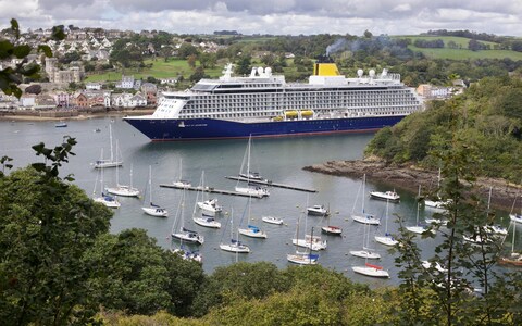 Views over the River Fowey are blocked by the ship