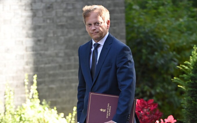 Grant Shapps, the Defence Secretary, is pictured in Downing Street yesterday