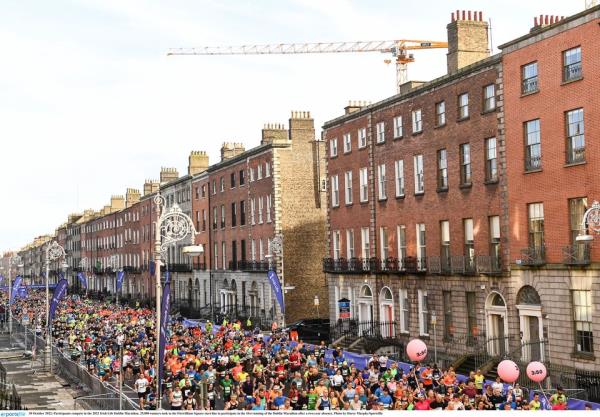 Participants at the start of last year's Irish Life Dublin Marathon on Fitzwilliam Square. Photo: Harry Murphy/Sportsfile