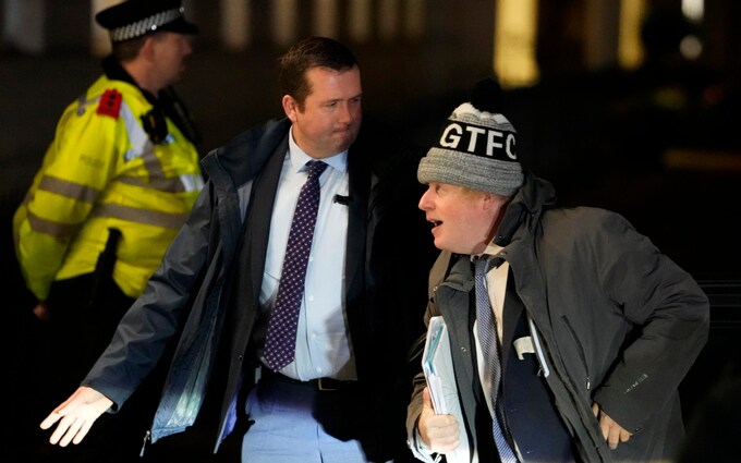 Boris Johnson arrives for the COVID Inquiry at Dorland House in London, Thursday, Dec. 7, 2023