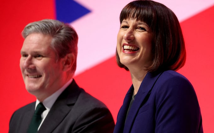 Labour leader Sir Keir Starmer laughs with shadow chancellor Rachel Reeves during the party annual co<em></em>nference in Liverpool last year