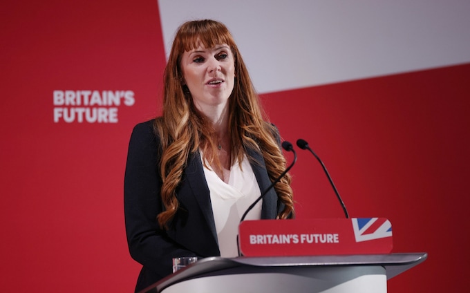 Shadow Deputy Prime Minister, Angela Rayner, speaks at a Labour Business Co<em></em>nference at the Oval on February 1, 2024 in London, United Kingdom.