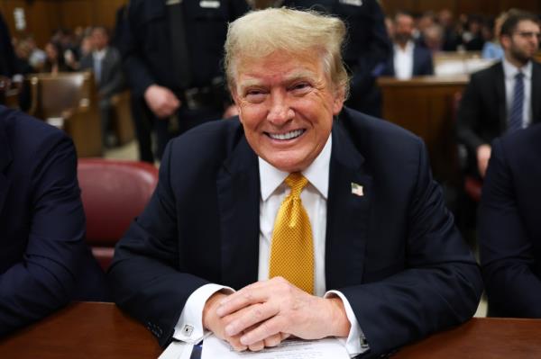 NEW YORK, NEW YORK - MAY 29: Former U.S. President Do<em></em>nald Trump attends his criminal trial at Manhattan Criminal Court on May 29, 2024 in New York City.