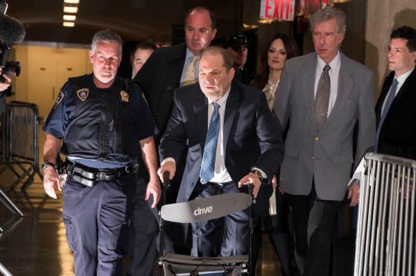 Harvey Weinstein walking into his trial.
