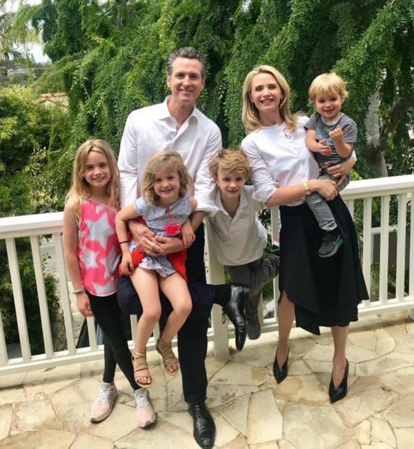 Gavin Newsom and wife Jennifer Siebel and their kids in this 2018 snap.