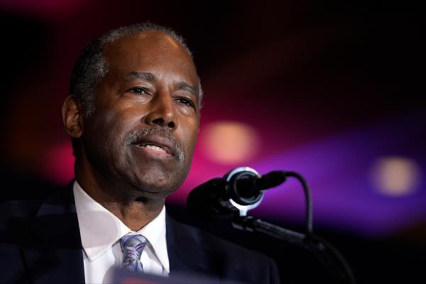 Ben Carson speaks before Republican presidential nominee former President Do<em></em>nald Trump at a faith event at the Co<em></em>ncord Co<em></em>nvention Center, Monday, Oct. 21, 2024, in Concord, N.C.