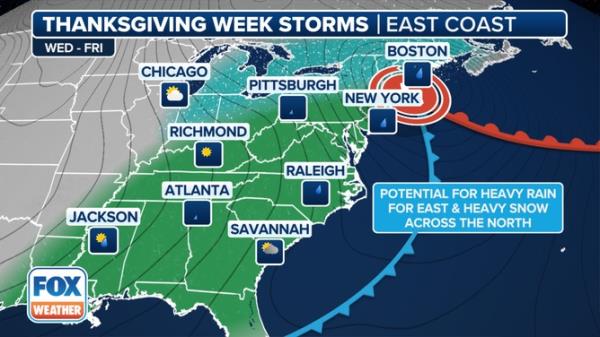 Northeast winter storm threatens Thanksgiving Day plans with snow as blast of cold air looms