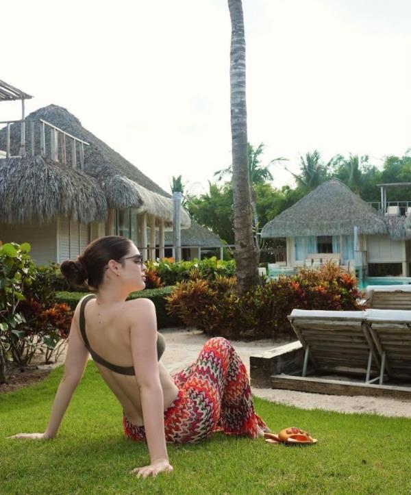 A photo of Marc Anthony's wife Nadia Ferreira at the couple's Dominican Republic home, also known as 