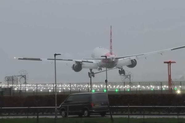 The 308-seat plane had battled strong crosswinds and heavy fog brought in by Storm Gerrit.