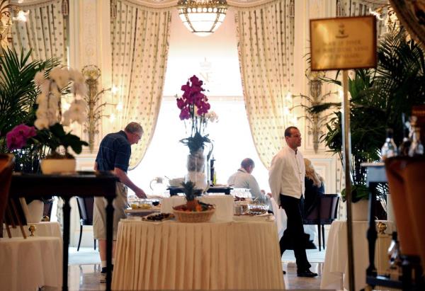 A picture taken on June 15, 2011, shows the restaurant of the luxury hotel 