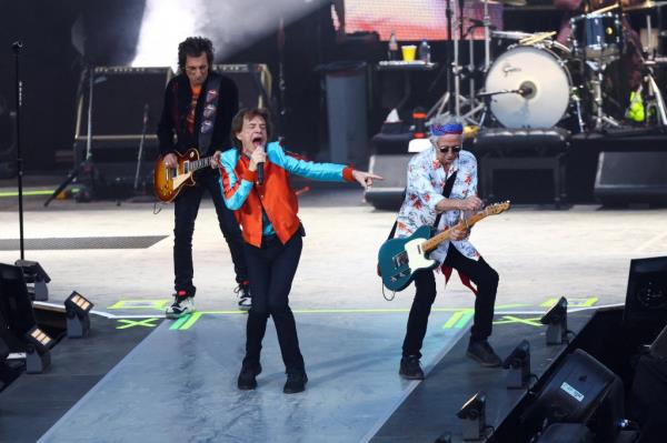 Ro<em></em>nnie Wood, Mick Jagger and Keith Richards in 2022.