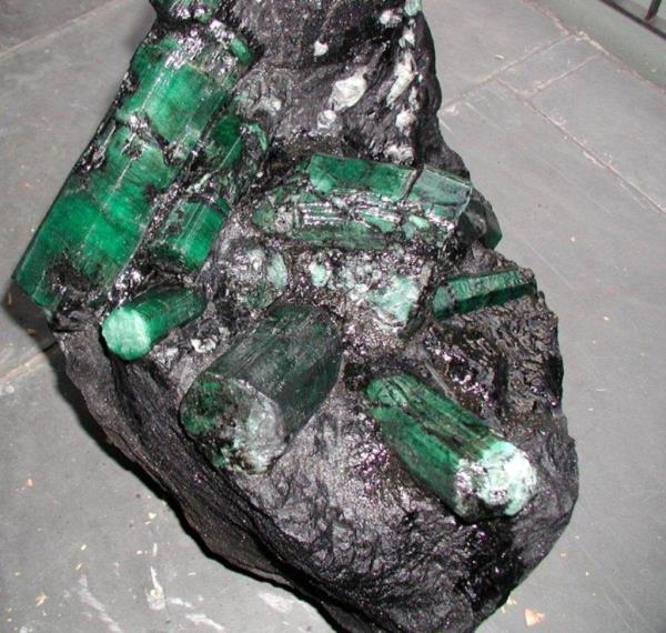 Close-up view of the Bahia Emerald, the world's largest uncut emerald