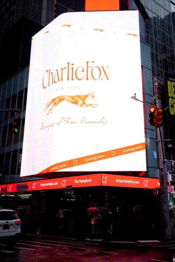 Neon sign showing Charlie Fox logo